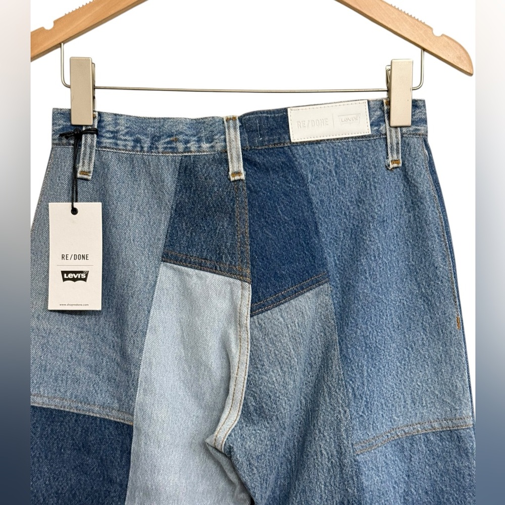 NWT Re/Done X Levi’s Amina Muaddi Patchwork Jean Indigo Size 26 - Picture 11 of 16